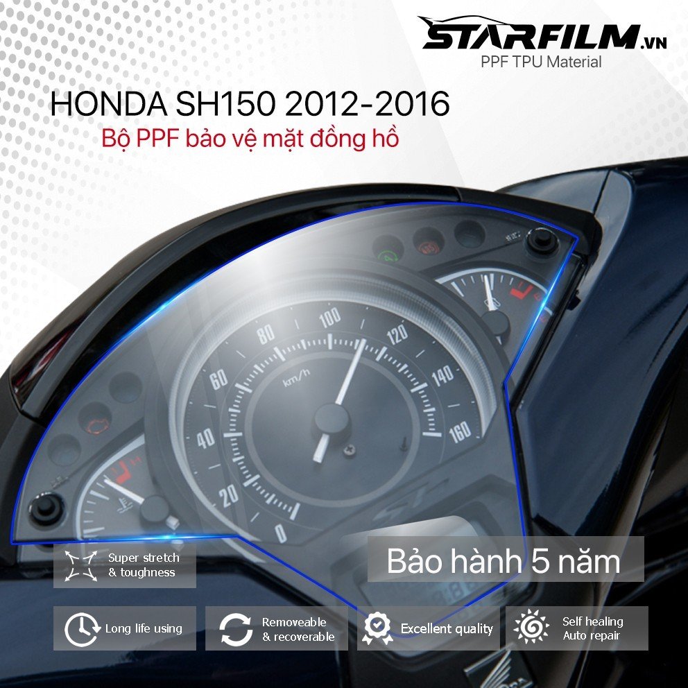 Honda SH150i 2018 PPF TPU chống xước tự hồi phục mặt đồng hồ